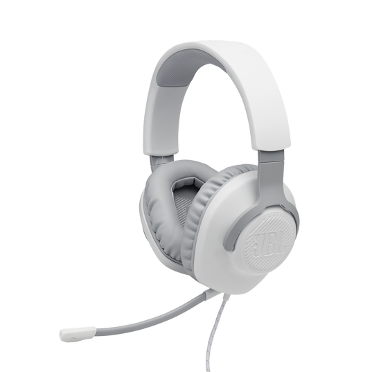 JBL Quantum 100 - White - Wired over-ear gaming headset with flip-up mic - Detailshot 1
